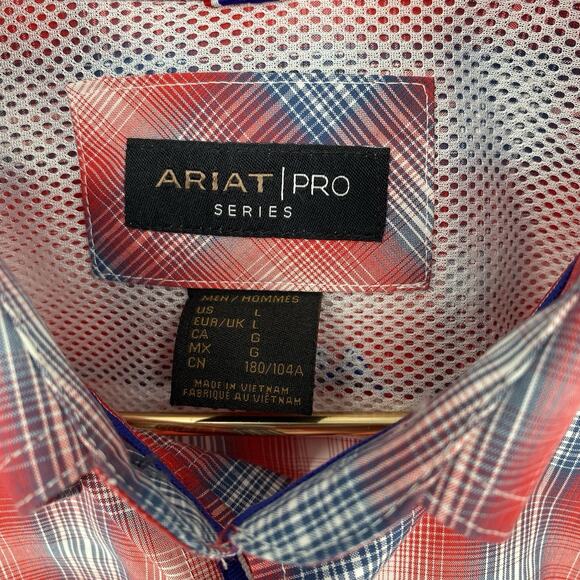 Ariat Men's Pro Jayceon Classic Short Sleeve Button Plaid Shirt Size L - Picture 6 of 10